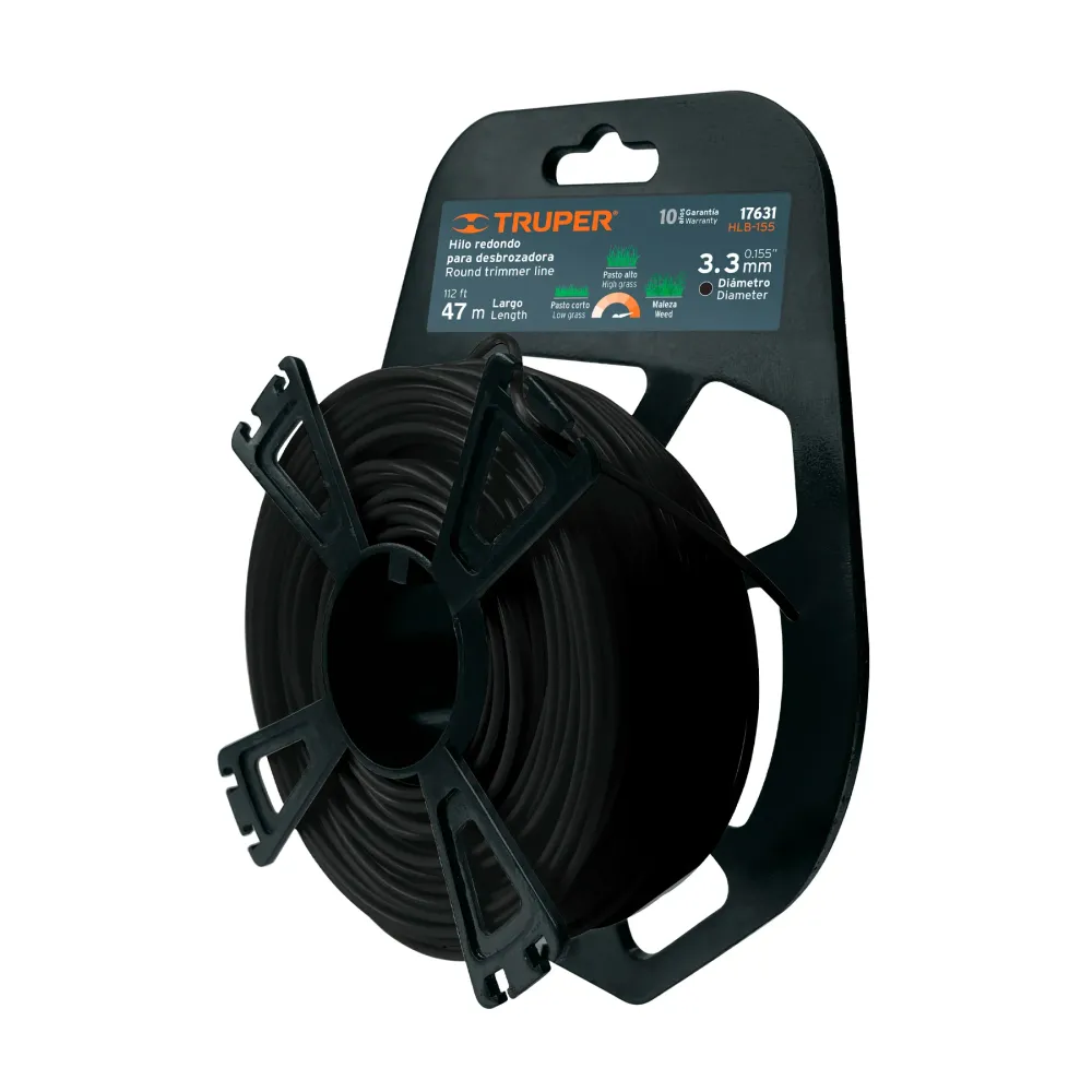 Hilo de corte redondo para desbrozadora Truper 17631, 3,3 mm × 47 m, en tarjeta tipo carrete