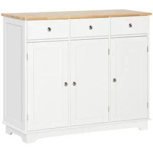 HOMCOM Aparador de Cocina con 3 Cajones 3 Puertas y Estantes Ajustables Mueble Auxiliar de Almacenaje para Comedor Salón E...