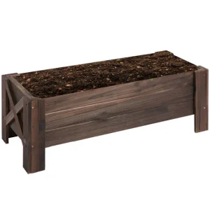 Industrial Profesional Outsunny Huerto Urbano Jardinera de Madera Jardinera Rectangular con Patas Elevadas y 2 Drenajes pa...