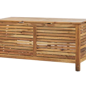 Arcón de madera de acacia clara 130 cm RIVIERA con Capacidad de 100 Litros