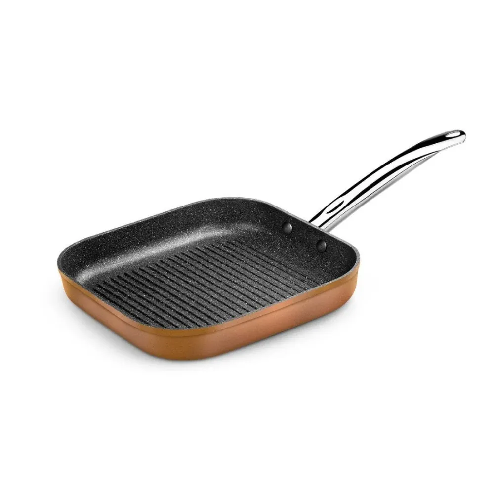 Grill antiadherente con rayas Cobre Monix