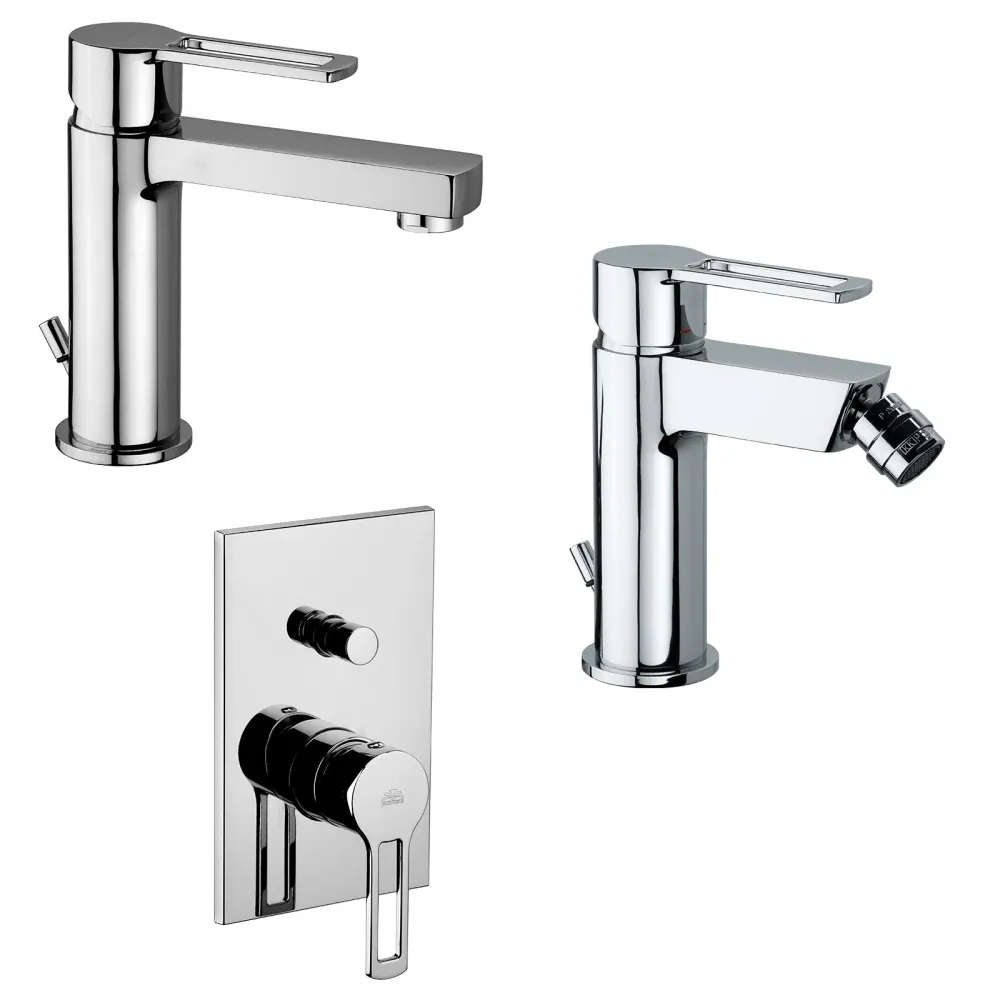 Set de mezcladores Paffoni Ringo para lavabo, bidé y ducha con desviador