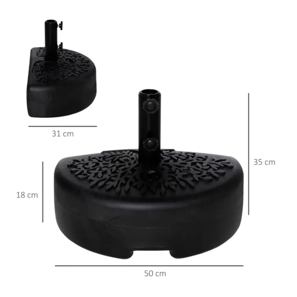 Base de sombrilla Outsunny de pared rellenable negro 18x50x31 cm en Color Arena y Blanco