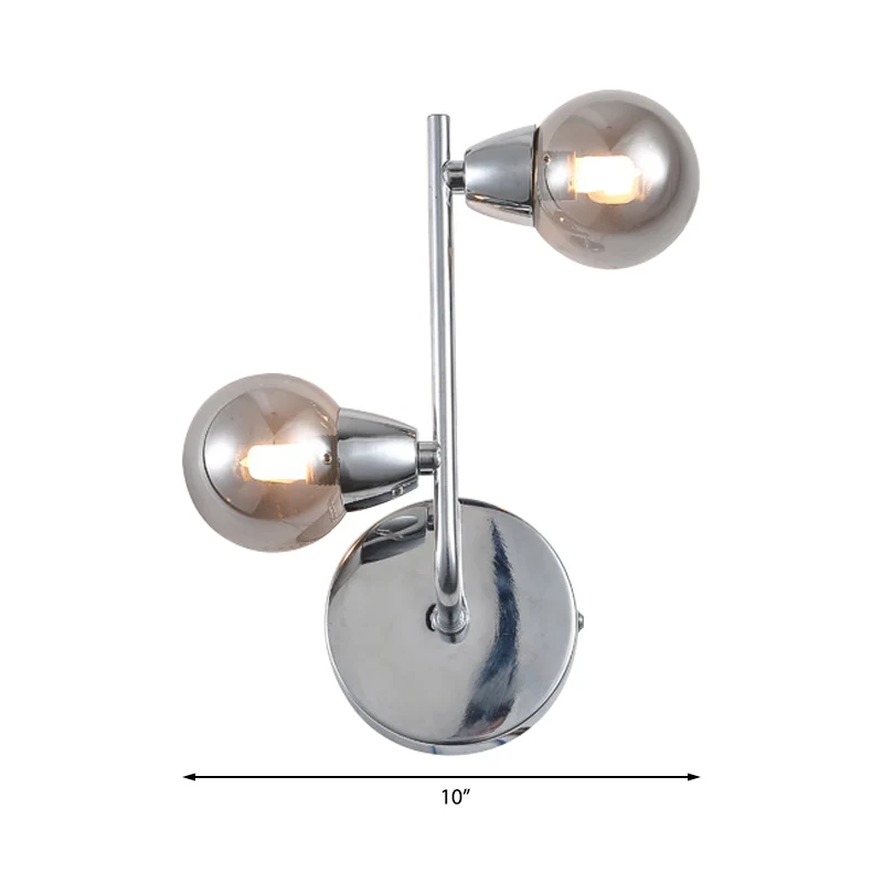 Aplique de pared de vidrio con forma de bola, estilo de época, 2/4 luces, montaje en pared para sala de estar, acabado cro...
