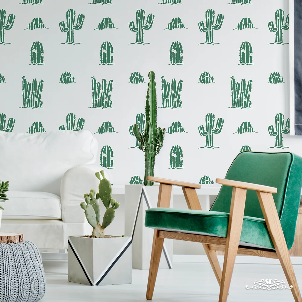 Stencil de jardín de cactus SD Stencil con soporte regulable, 60 × 91 cm