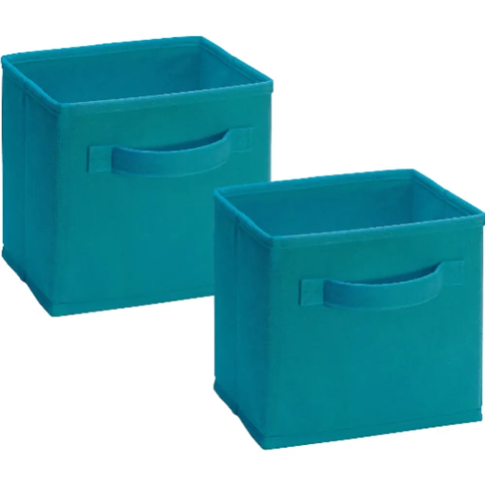 Cofre para Terraza Cesto de tela diminuto Turquesa - 15x15x15 cm