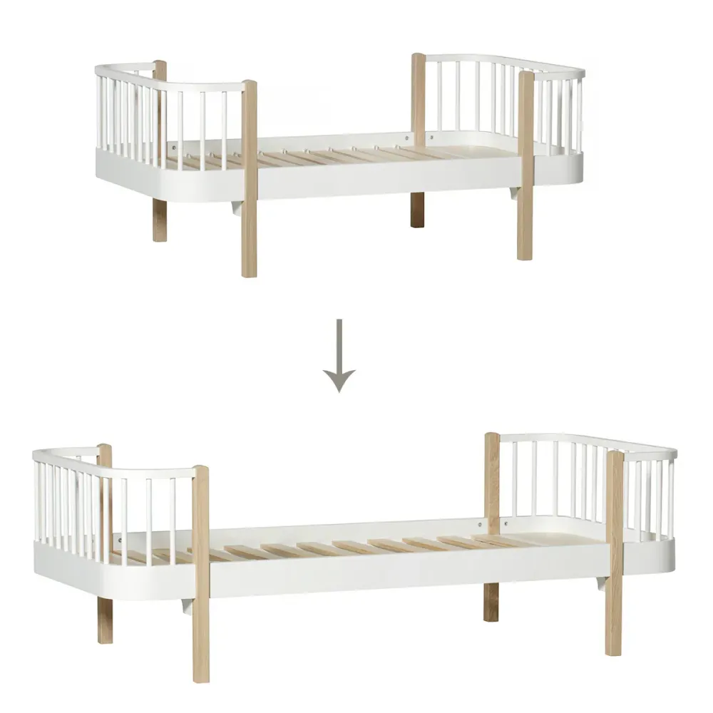 CONVERSION KIT: GENUINO JUNIOR BED TO BED, WHITE/OAK Compatible con Sistemas de Riego por Goteo