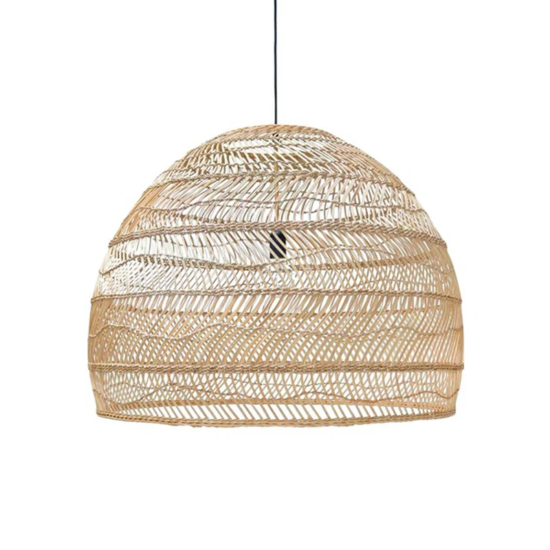 Lampada sospensione soffitto cupola per camera da letto Lampada sospensione rustica rattan 1 testa con 3 Macetas de Difere...
