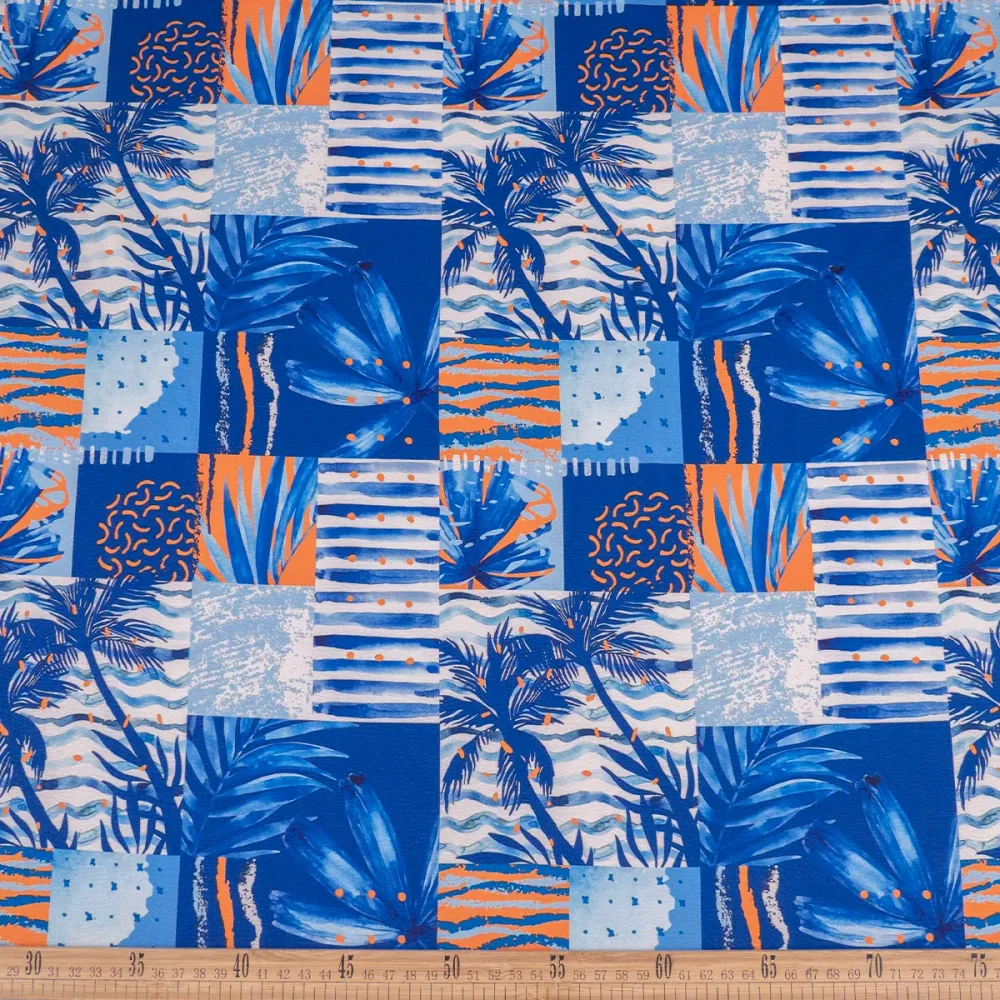 Césped para Balcón CREPE CEY ESTAMPADO AZUL DESLUMBRANTE HAWAIANO