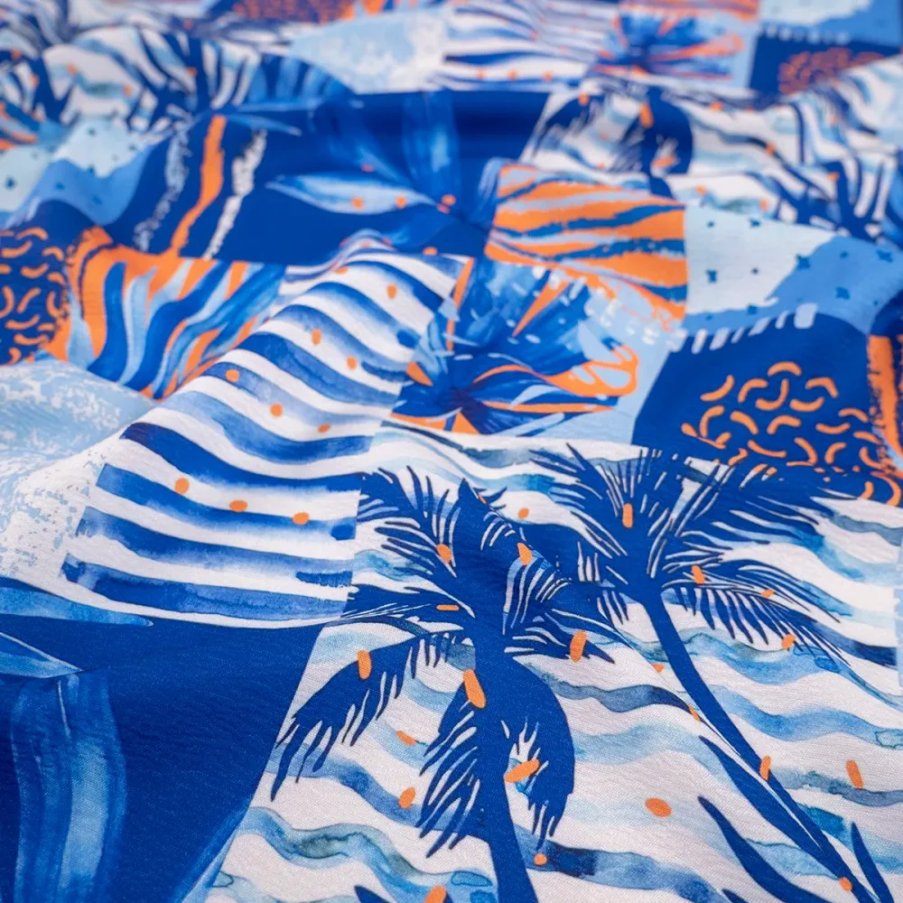 Césped para Balcón CREPE CEY ESTAMPADO AZUL DESLUMBRANTE HAWAIANO