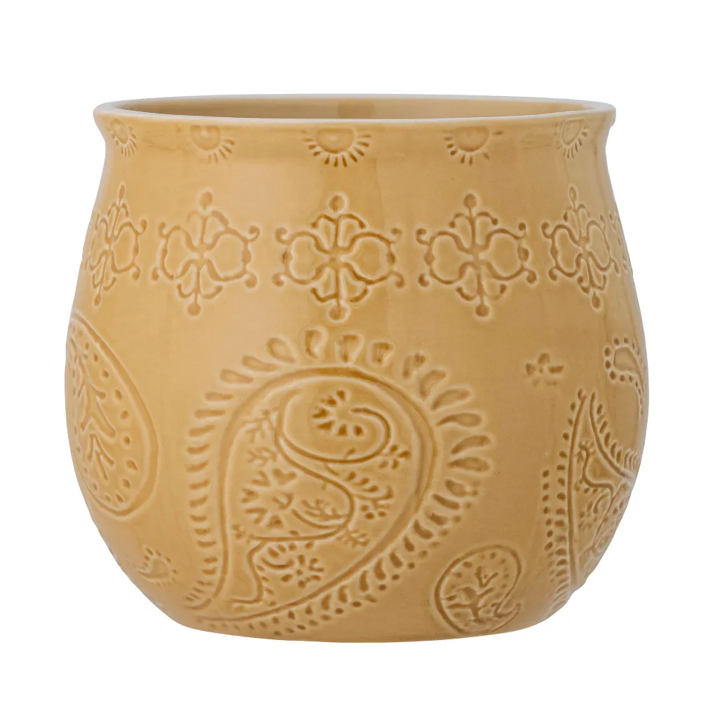 Bloomingville Rani Maceta, Amarillo, Gres - Ahorro de Energí