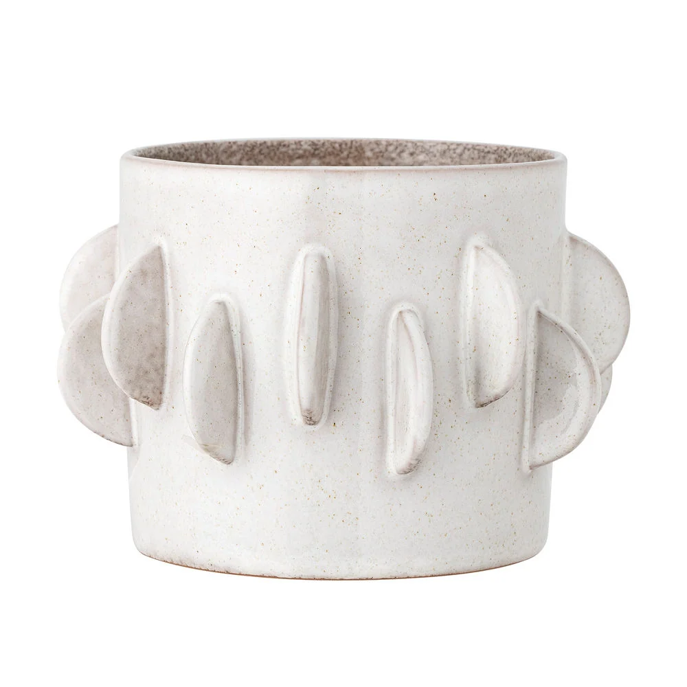 Bloomingville Roza Maceta, Blanco, Gres Set de 4 Piezas