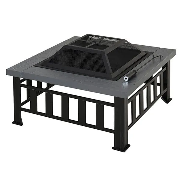 Fogón de Leñ Brasero exterior de metálico multifuncional 3 en 1 pozo de fuego/BBQ/Cub