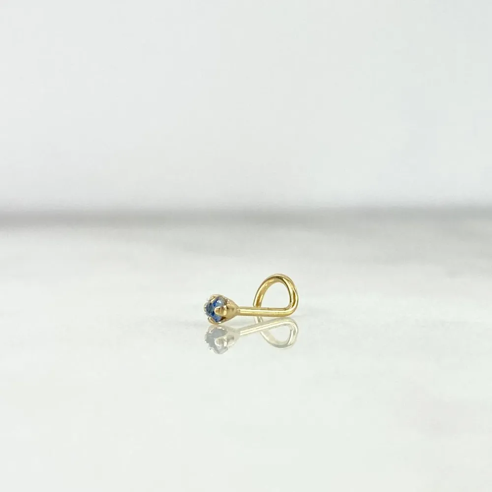 Piercing Chispa Curva 0.1gr / 0.7cm / 0.5mm Circon Celeste Oro Amarillo (Joya) con Función Mulching