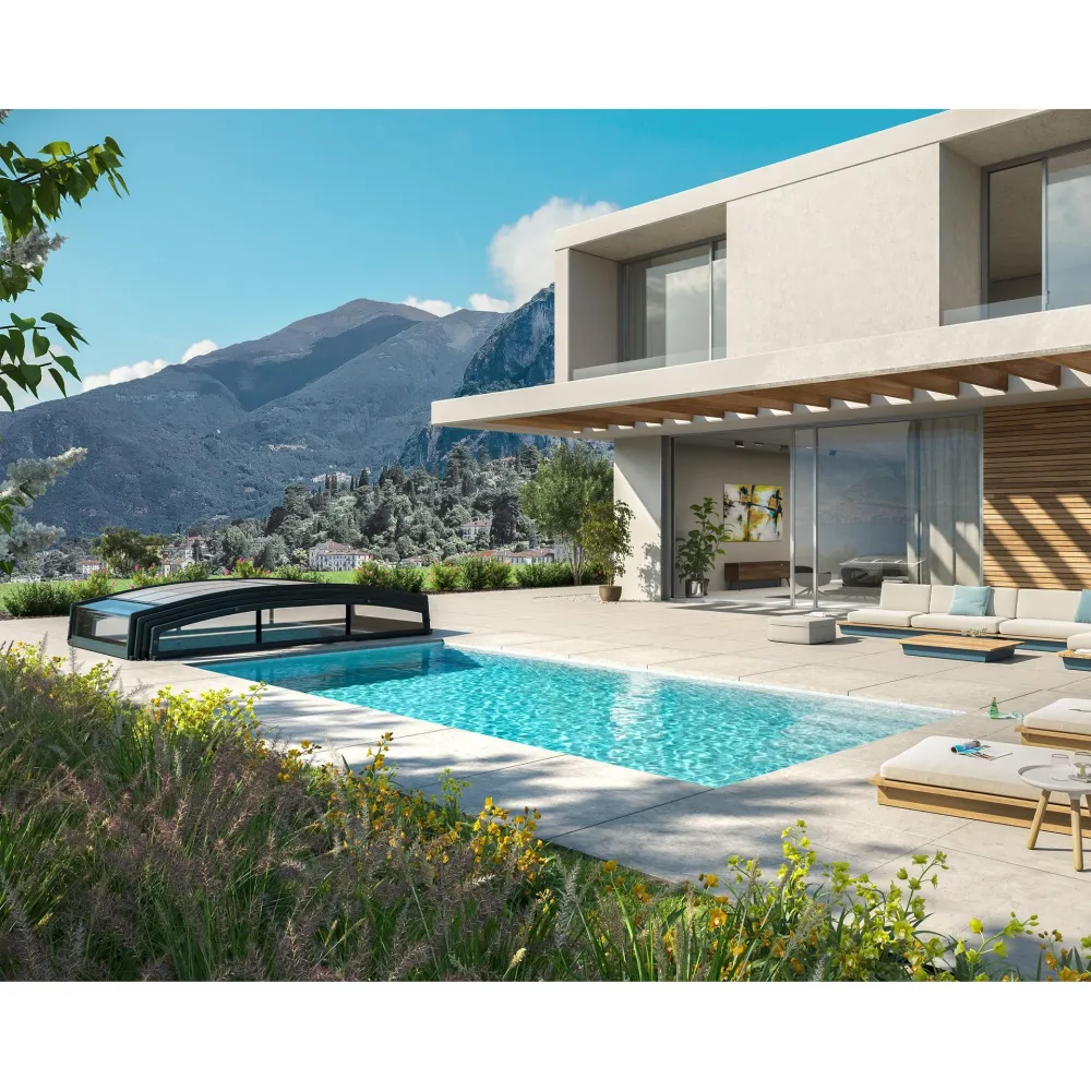 Cubierta teléscopica para piscinas Majorca 874x470 cm de Acero Inoxidable