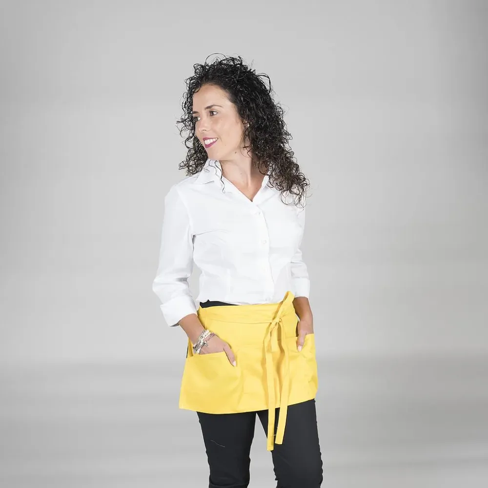 120000-111 - DELANTAL SIN PETO PEQUEÑO BOLSILLO 30X60 CM AMARILLO