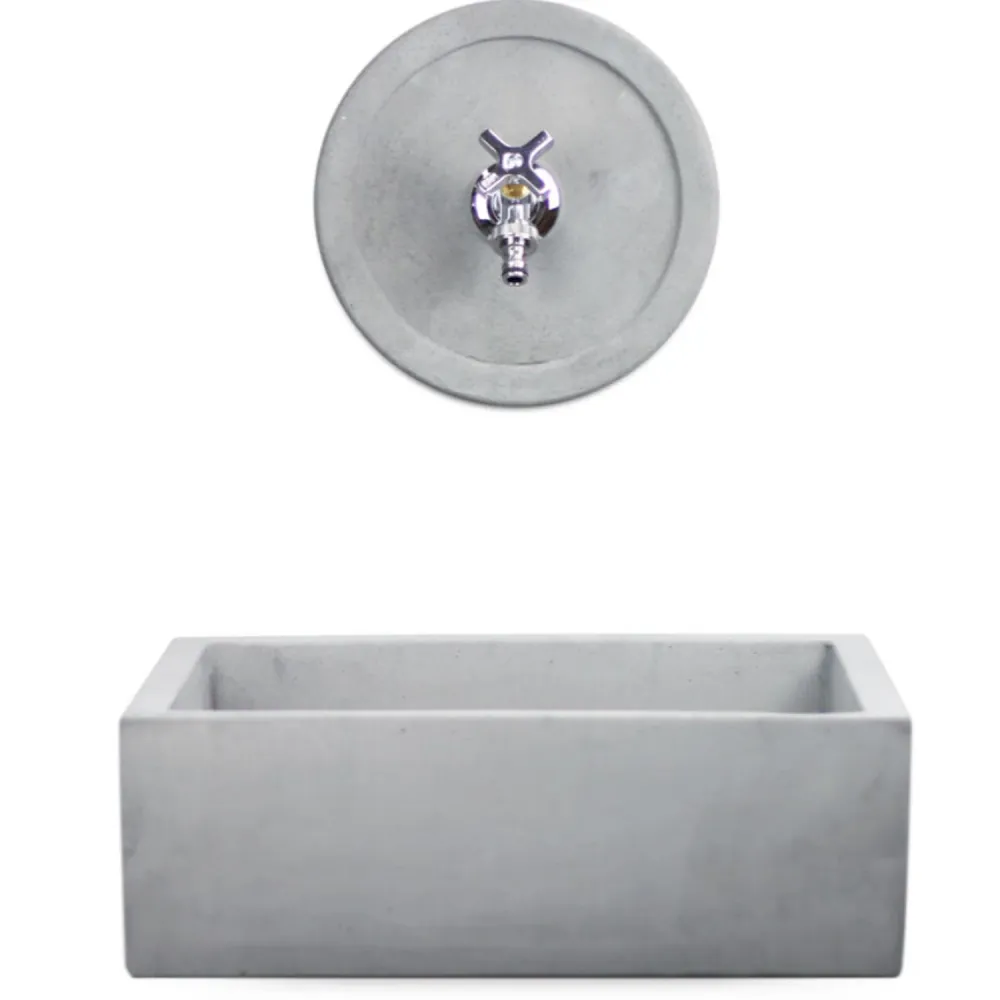 Profesional Impermeable Lavello da esterno con rosone cemento grigio cm 45x35 cm modello R-Desy