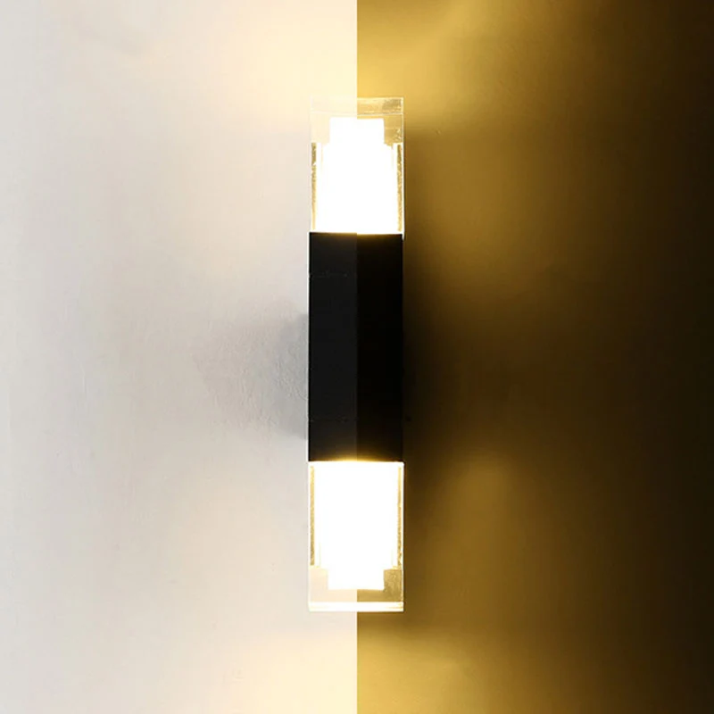 Sconce per esterni forma di rettangolo Lampada da parete moderna LED acrilico nero de Resina Duradera