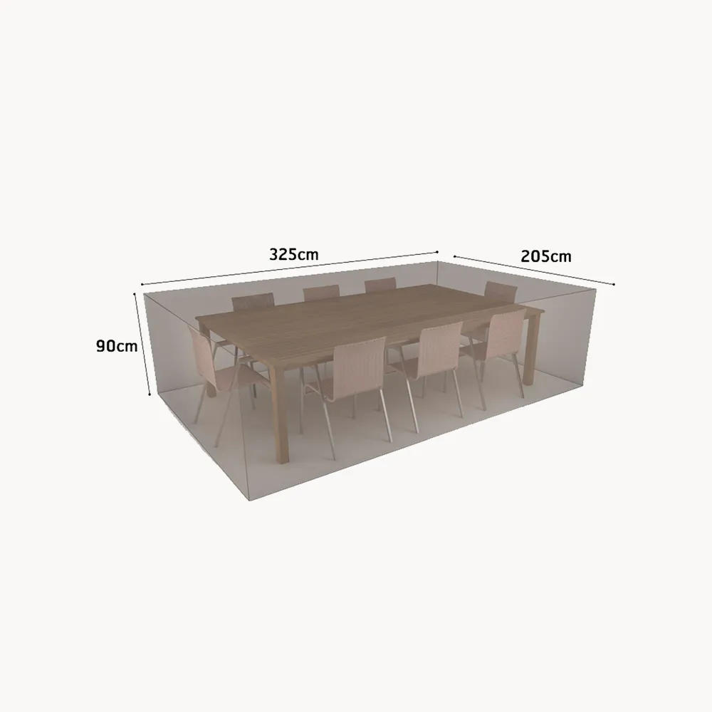 Funda Protectora para Conjunto de Mesa Rectangular y 8 Sillas 325x205x90 cm | Impermeable | Transpirable