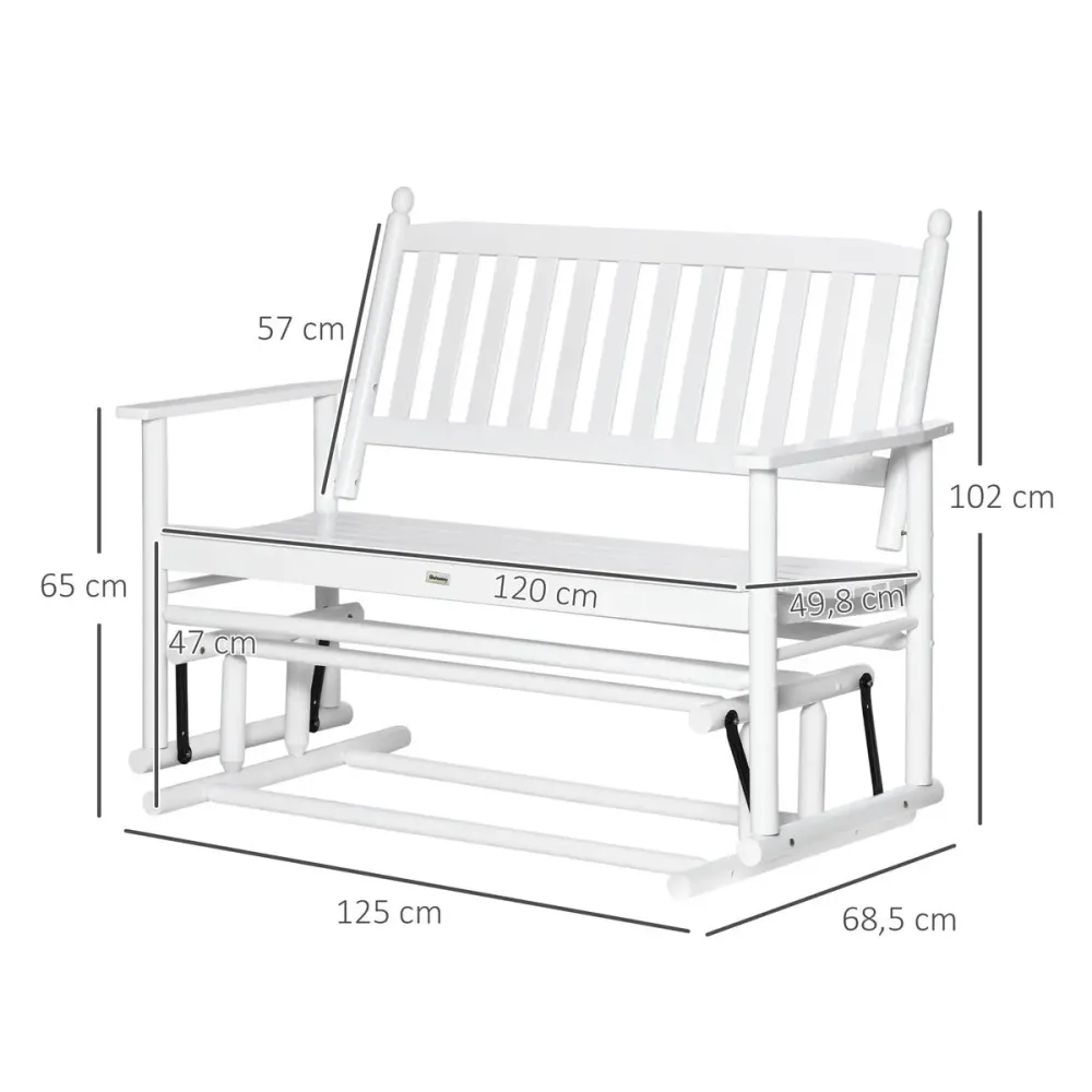 Banco balancín Tapanco Outsunny 2 plazas blanco 102x125x68,5 cm Resistente los Rayos UV
