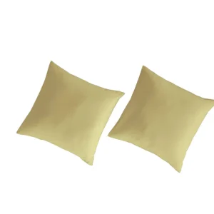 2 Fundas de almohada 100% algodón percal orgánico 65x65 cm amarillo evidente