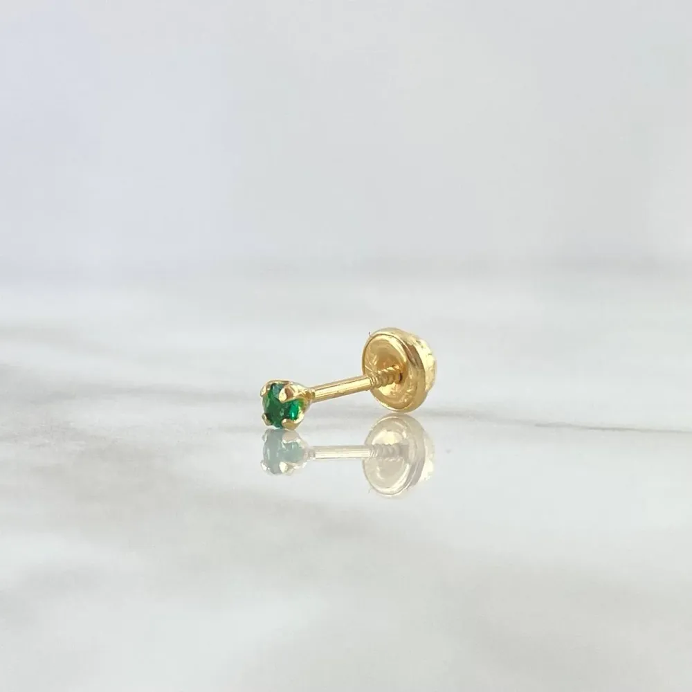 Azada de Mango Corto Piercing Chispa Cuatro Garras 0.3gr / 1.2cm / Circon Verde Oro Amarillo (Joya)