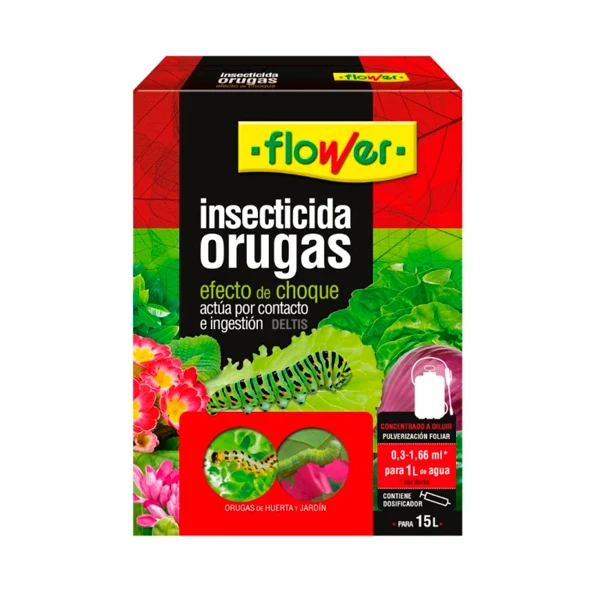 Alta Eficacia Flower Antiorugas Insecticida 15 ml – Insecticida Polivalente de Contacto e Ingestión para Orugas, Pulgones...