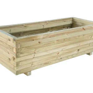 Cesta Colgante con Malla Jardinera Rectangular De Madera Autoclave De 120 X 50 X 40 Cm 150l Para Exterior Madelea