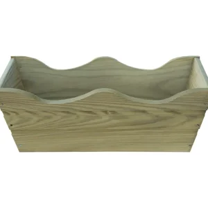 Jardinera De Balcon Ondulada De Madera Autoclave De 50 X 20 X 19,50 Cm 10l + Bolsa Geotextil para Plantas de Interior