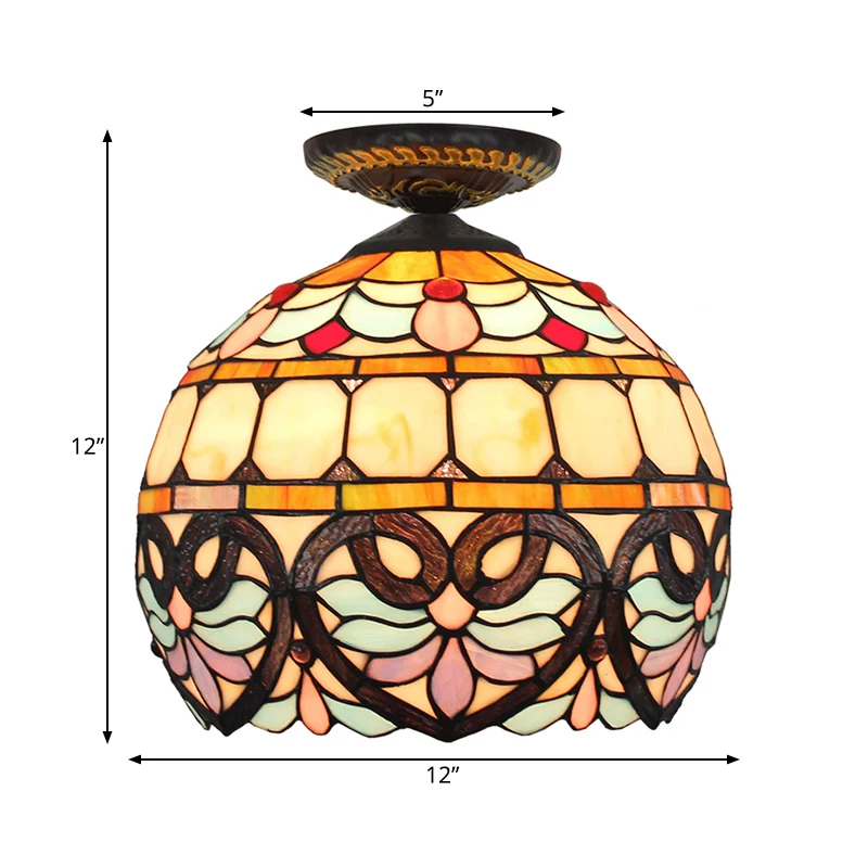 8,5"/12" W 1 licht inbouwlicht Victoriaans bloempatroon geslepen glazen plafondgemonteerd armatuur messing met bol/koepels...
