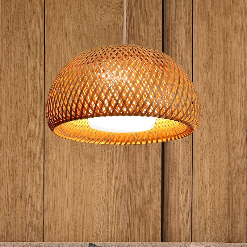 Certificado para Cultivo Interior Lampada sospensione cupola due piani bambù Lampada sospensione rustica 1 luce per sala d...