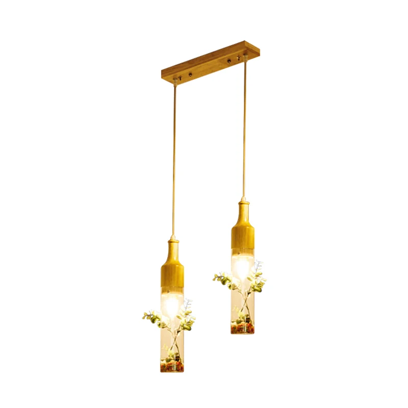 Certificado para Cultivo Interior Lampada sospensione soffitto con bottiglia di legno vetro trasparente nordico 2/3/4 lamp...