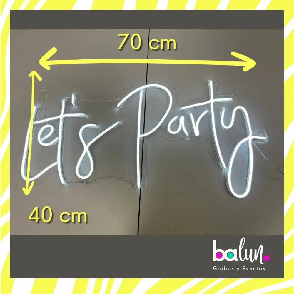 "Let's Party" (Renta Letrero Neón) con Base Incluida