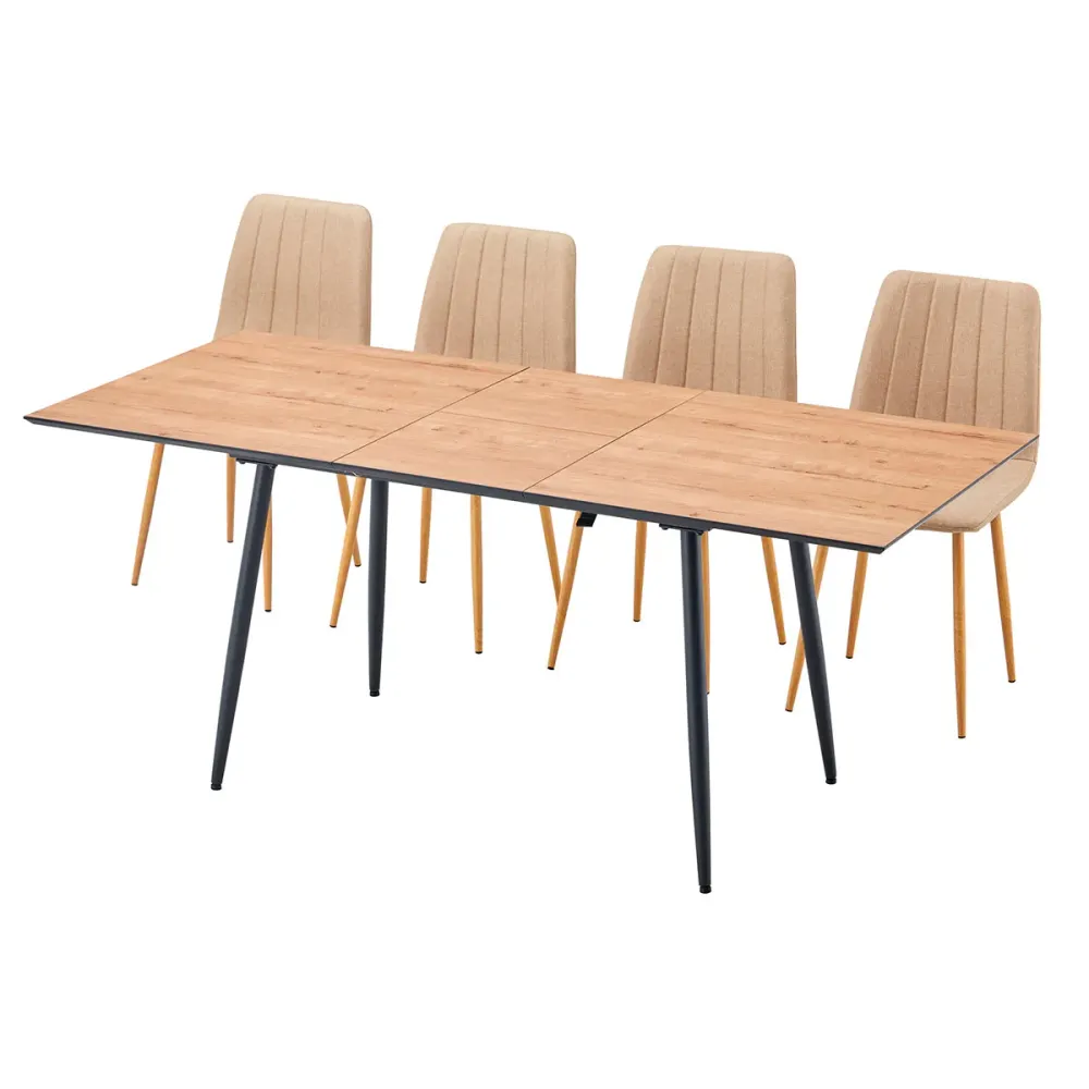 Mesa de Comedor Mesa de comedor Artic extensible diseño rústico madera/negro 75x140-180x80 cm
