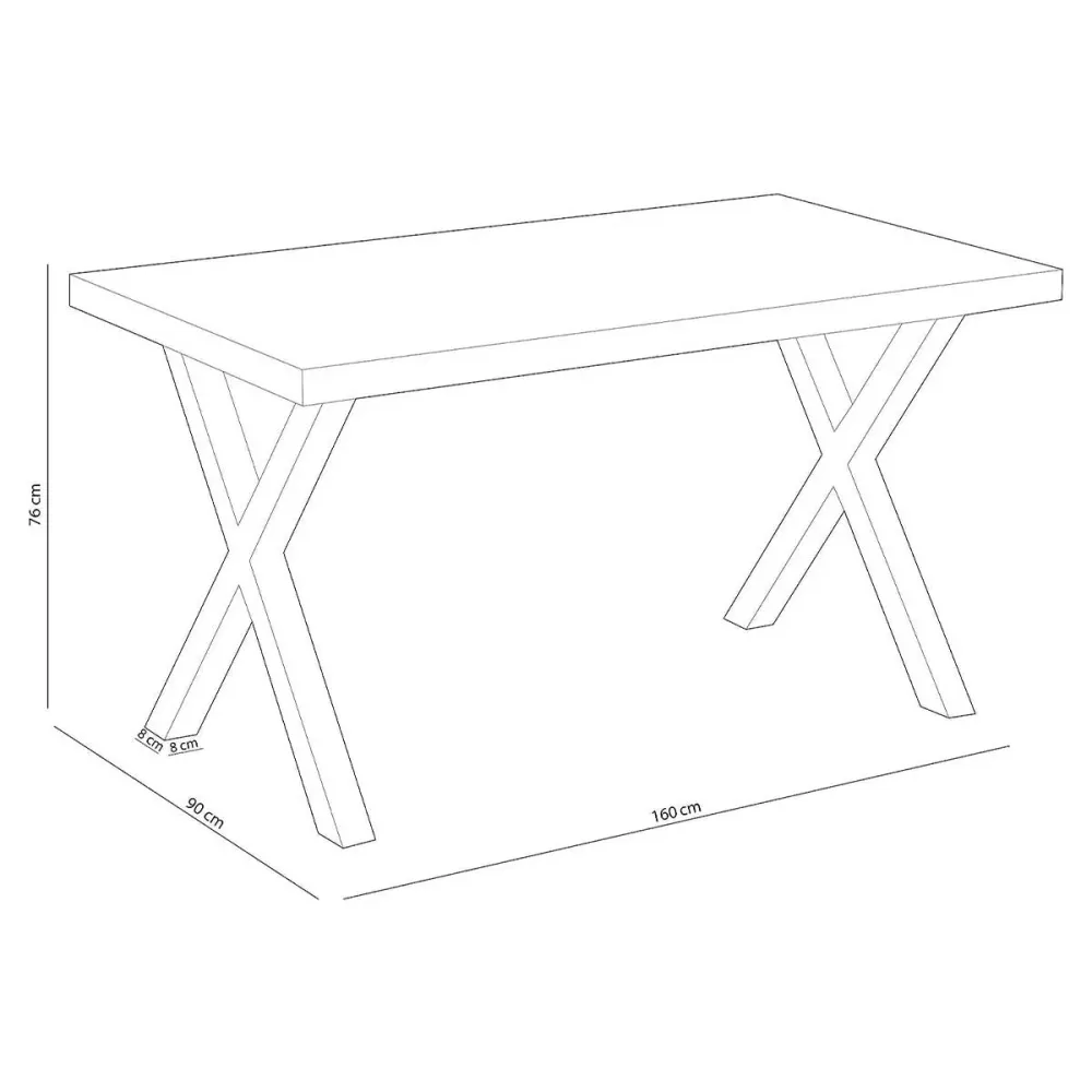 Mesa de Jardín Mesa de comedor X-Loft rectangular diseño nórdico 76x160x90 cm
