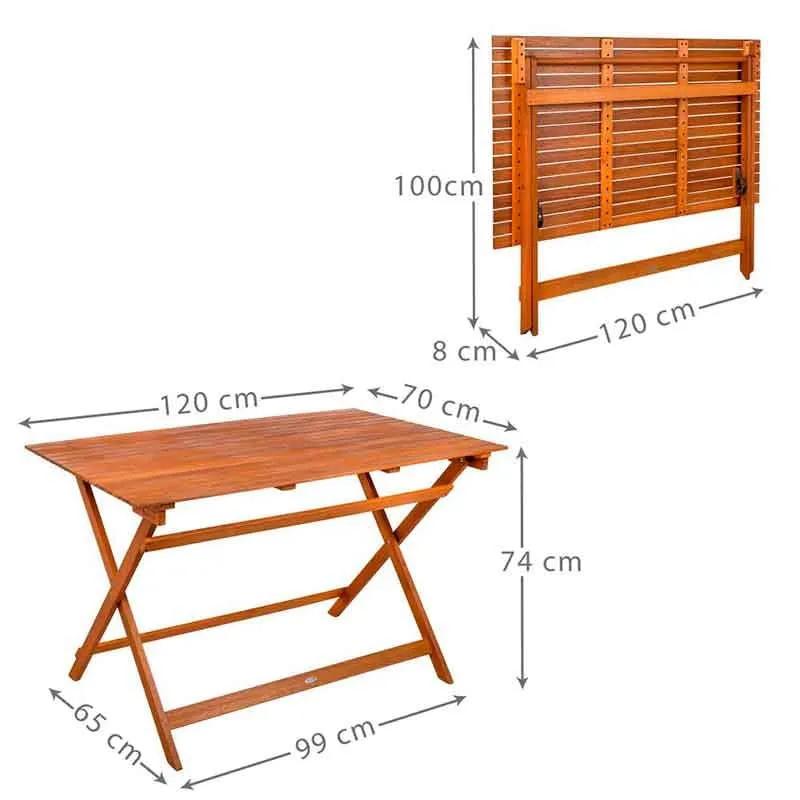 Mesa rectangular de exterior Aktive Garden plegable auténtico 74x120x70 cm