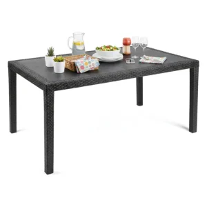 Mesa de exterior Dfelic, Balda rectangular fija, Mesa de jardín multiusos efecto ratán, 100% Made Italy, 138x78h72 cm, Ant...