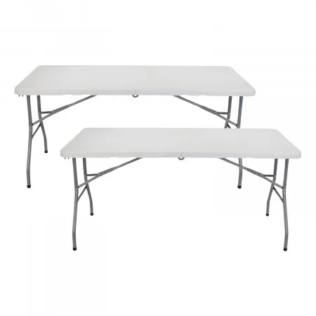 Pack 2 Mesas Plegables 150cm Rectangular Blanca Catering Thinia Home para 6 Personas