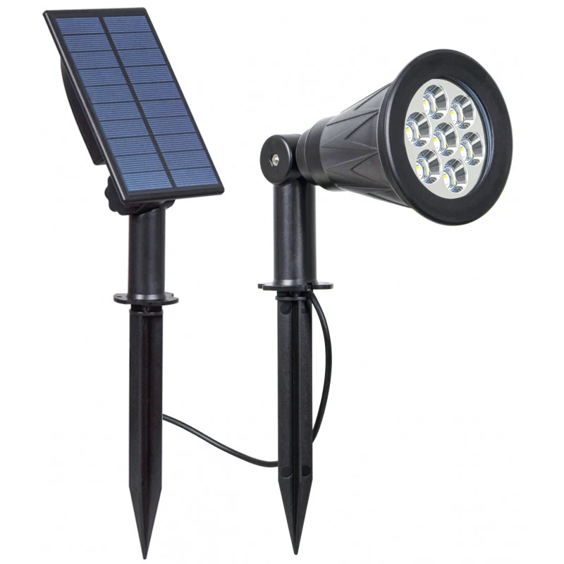 Cargador Solar Portátil Foco estaca panel solar integrado jardín negro 7W - STES0003