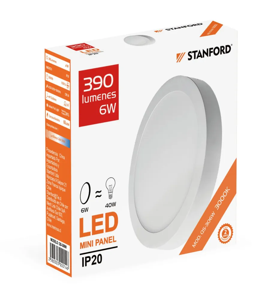 Kit Completo PANEL LED REDONDO SOBREPUESTO 12W 3000K
