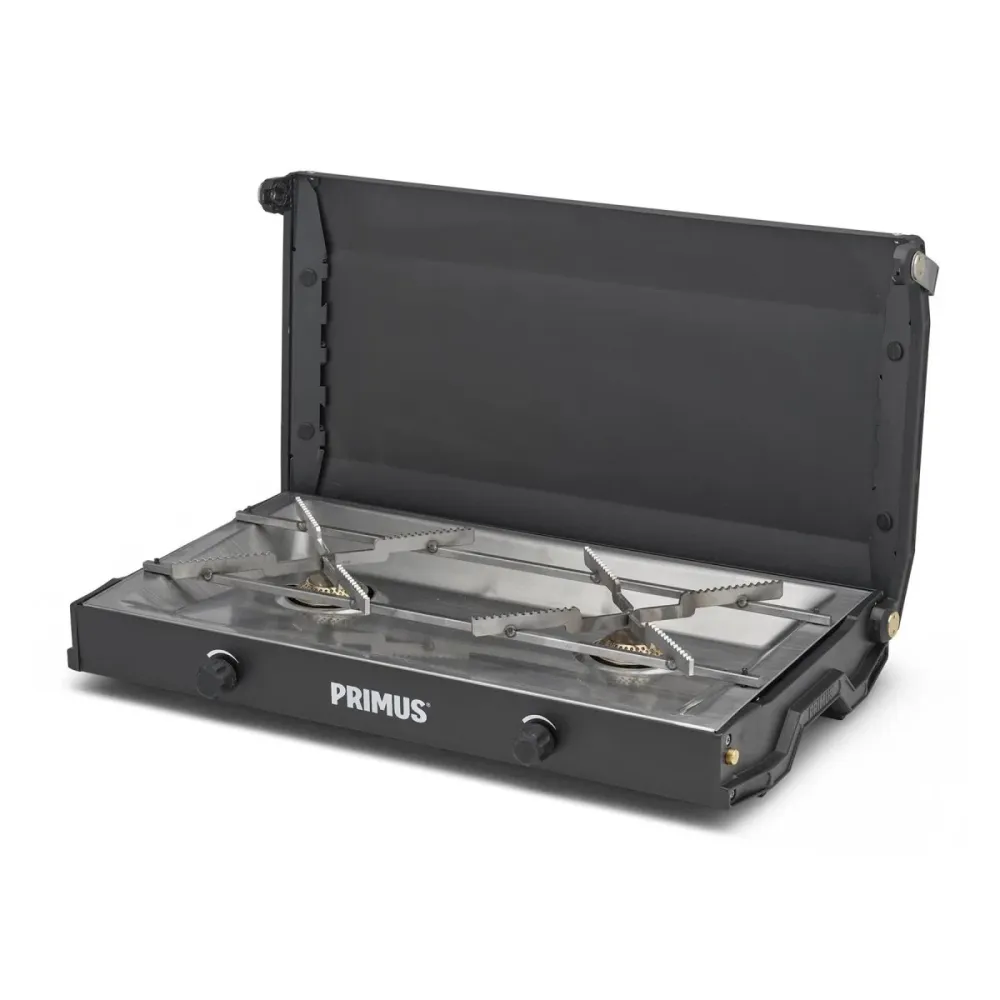 Primus Kinjia Camping Stove Gemelo Quemador Portable Cocina de cocina al aire libre Negro Negro