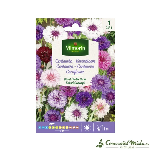 VILMORIN Semillas Centaurea Azul Doble Variada con Garantí de Germinación