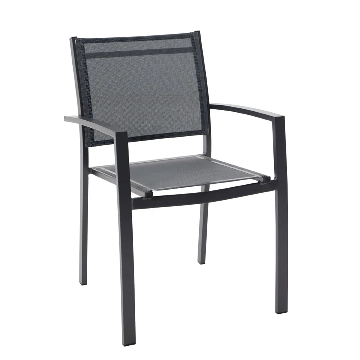 Naterial Silla de Jardín Apilable de Aluminio y Textileno con Brazos para Exterior , Modelo Lyra Beta