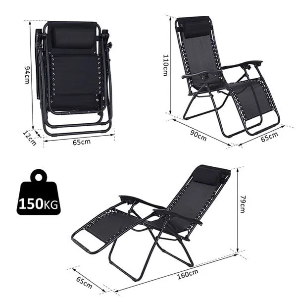 Pack de 2 tumbonas+mesa negro