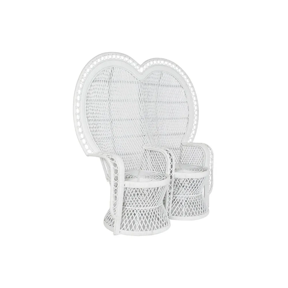 Sillón de jardín DKD Home Decor blanco, 2 plazas, composición de ratán — 188 × 50 × 140 cm; 154 × 70 × 144 cm; referencia...