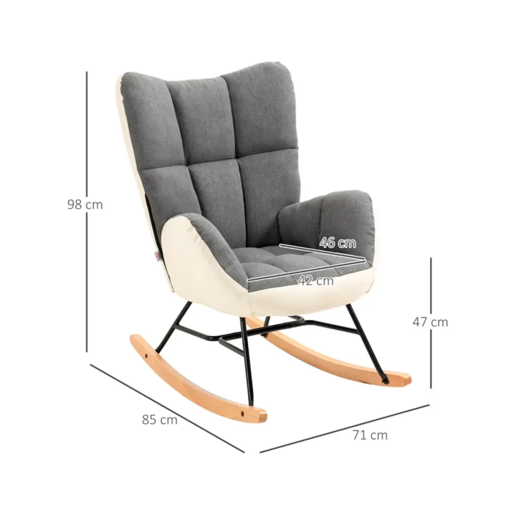 Mecedora Lina Homcom asiento acolchado y reposabrazos gris 98x71x85 cm