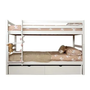 Litera + 2 cajones madera blanco 90x195cm