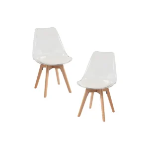 Pack 2 Sillas Synk Transparente Asiento - Blanco con Cojín de Espuma