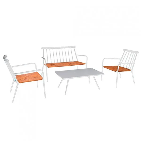 Resistente la Intemperie Pack mesa rectangular+2 sillas+banco Bali GH91 jardín blanco