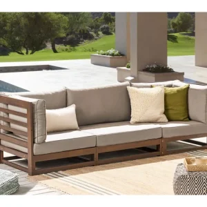 Butaca de Exterior Sofá 3 plazas de madera de acacia oscura TRANI